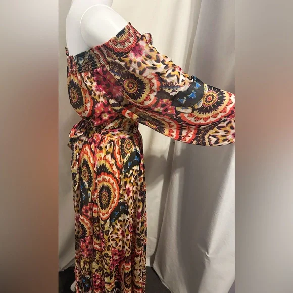 Spy Zone Sz M Floral Paisley Print Maxi Dress Flowy Boho Chic Cottagecore Fairy - Picture 5 of 10